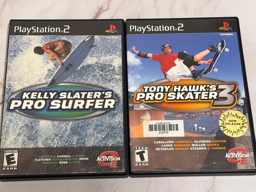 Lot of 2 Play Station PS2 Games Tony Hawk Pro Skater 3 Kelly Slater Pro Surfer